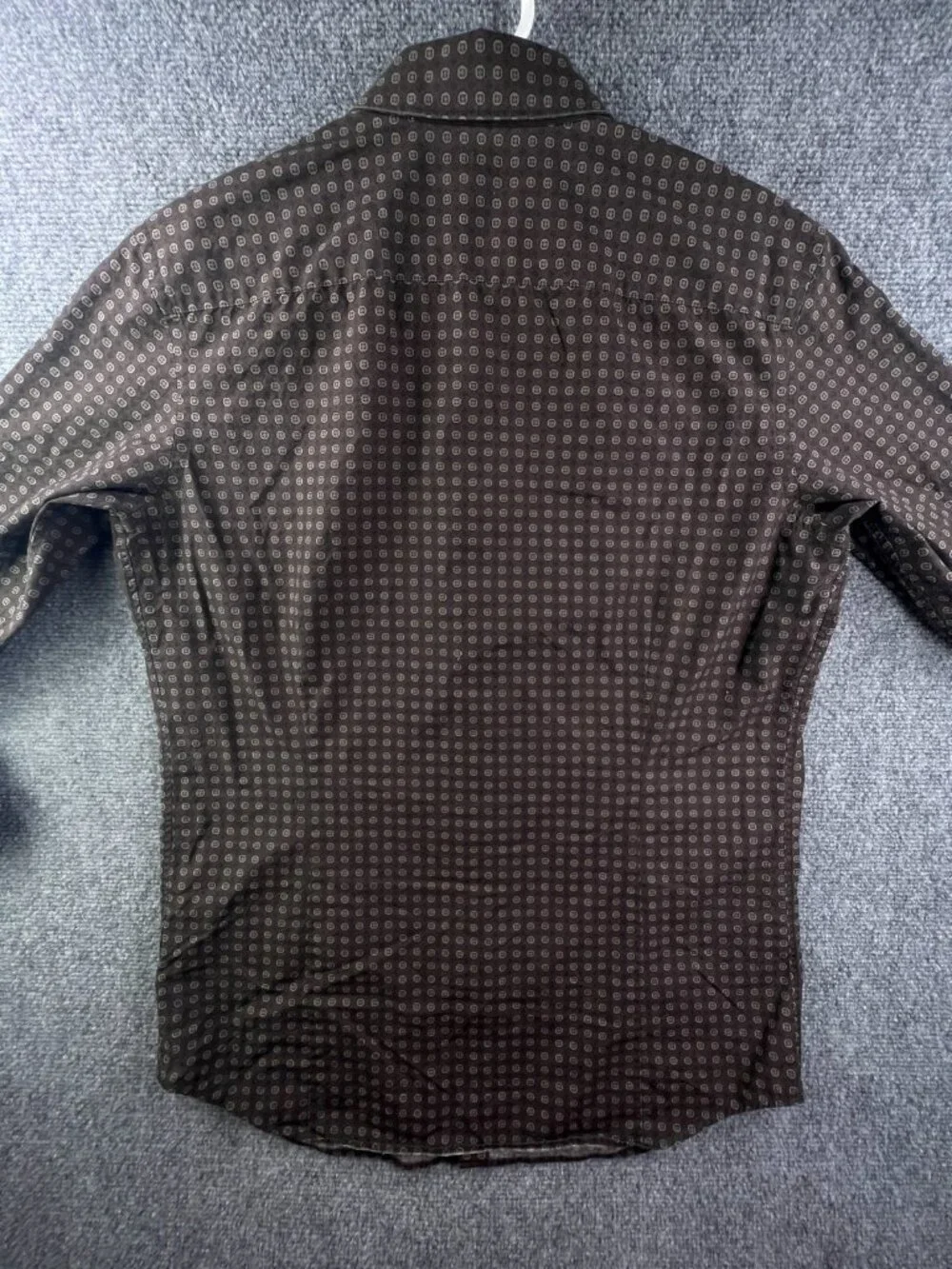 Banana Republic Button Up Shirt Men's Medium 15 15.5 Brown Geometric Print L/S